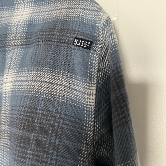 5.11 Men’s Blue and Gray Harrison Long Sleeve Flannel Shirt Style # 72523 - Picture 12 of 12